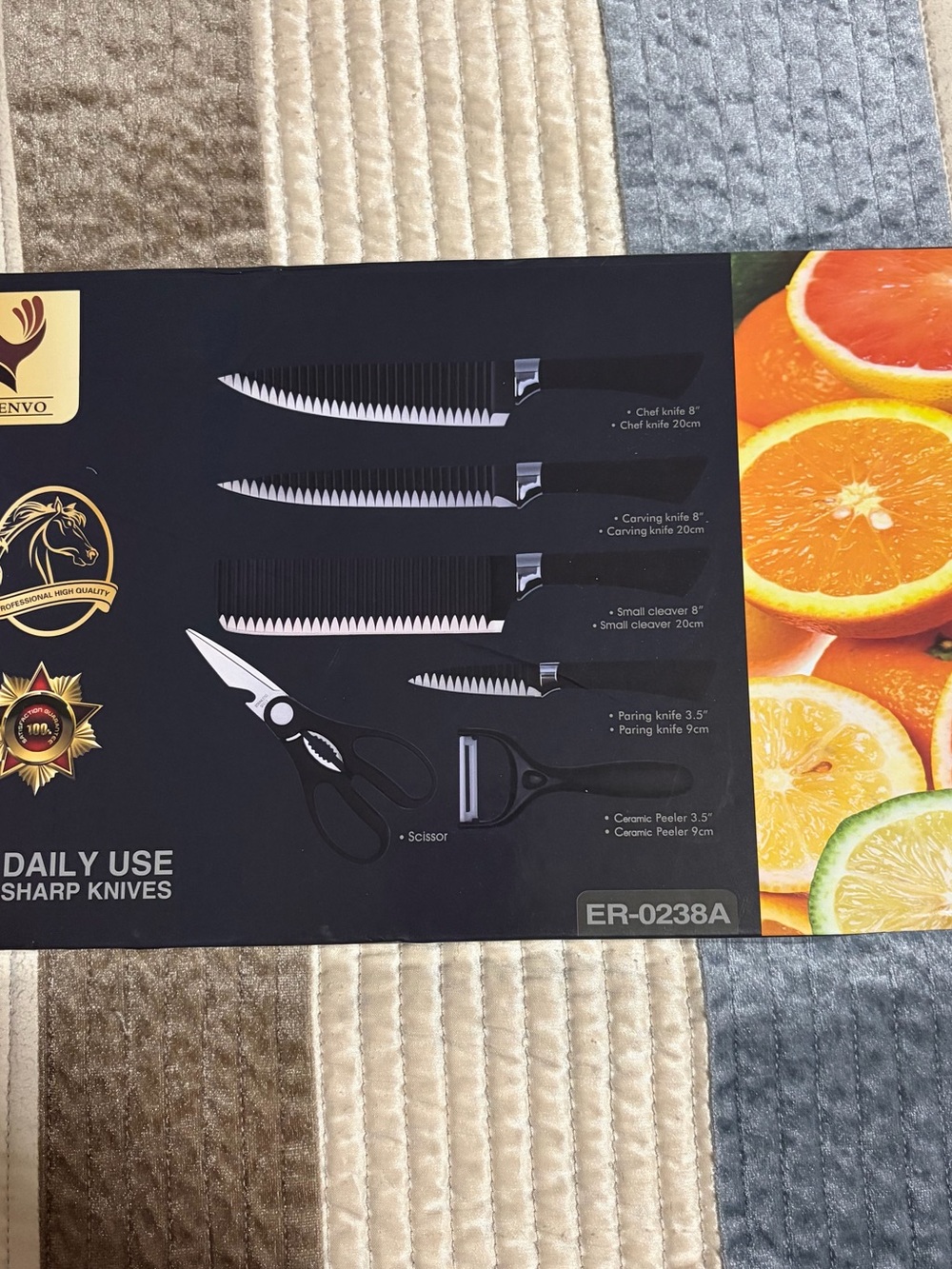 Source Unknown Black Kitchen Knife Set with Peeler & Scissors